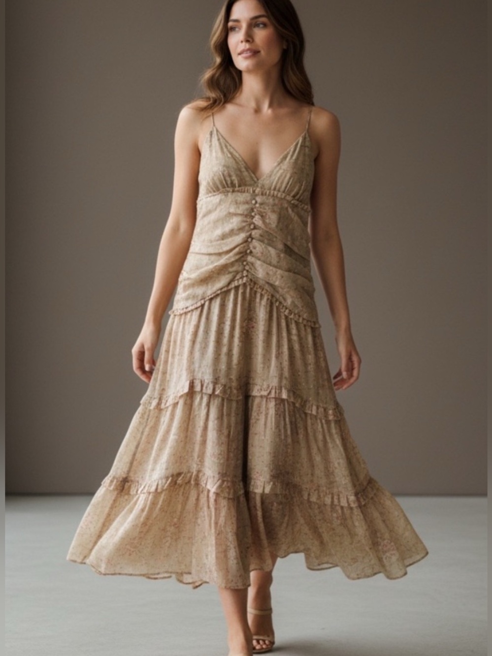 Storia Tiered Floral Dress Size L